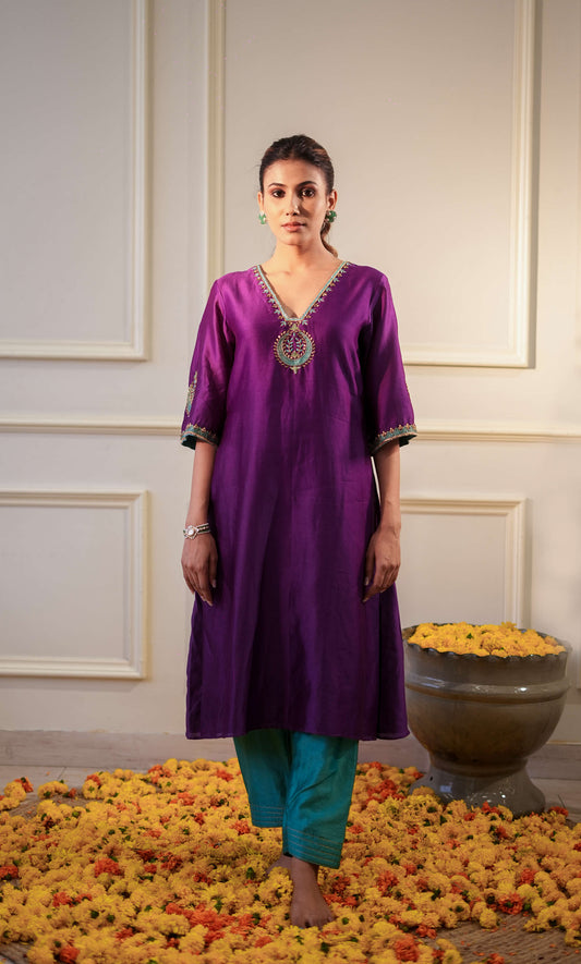 Chaand Purple Kurta set