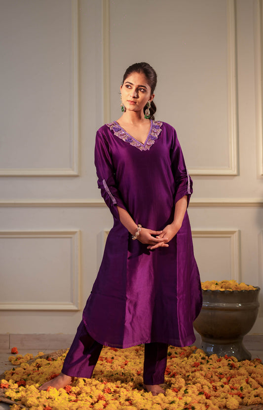 Farah Purple Kurta Set